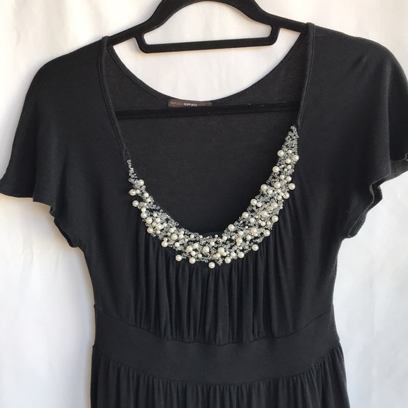 Soprano black dress with beaded neckline, cap sleeves, size M - Picture 2 of 10
